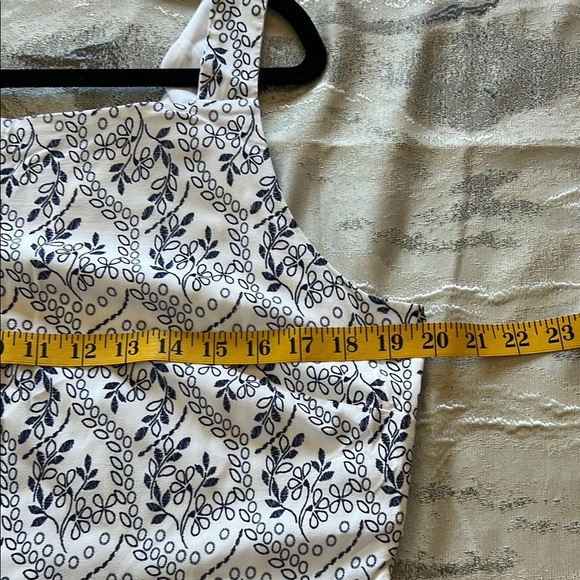 LOFT Navy Blue and White Patterned Mini Dress Size 14  zipper on the side - Picture 7 of 13